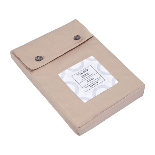 Простыня на резинке из премиального сатина бежевого цвета из кол 7