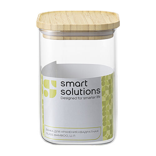 Банка для хранения квадратная glass bamboo, 1,1 л 7 Банка для хранения квадратная glass bamboo, 1,1 л 7