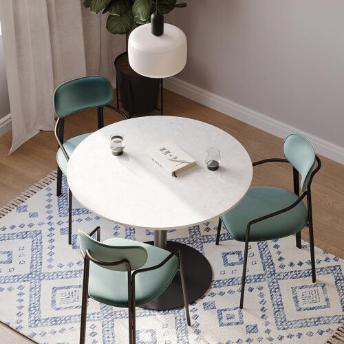 Стол обеденный trond, D100 см, белый мрамор/черный 7