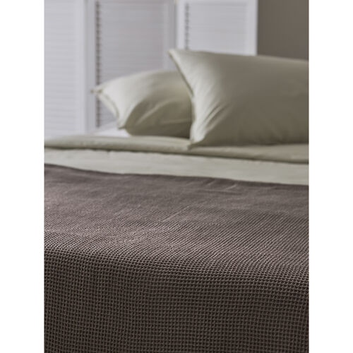 Покрывало вафельное из хлопка серо-бежевого цвета из коллекции e 1