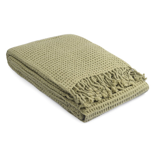 Плед из шерсти травянисто-зеленого цвета из коллекции essential, 3