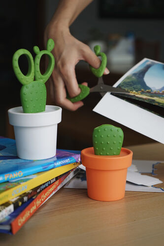Ножницы с держателем cactus, белые/зеленые 2 Ножницы с держателем cactus, белые/зеленые 2