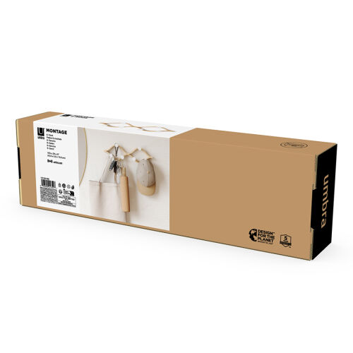 Вешалка настенная montage, 6 крючков, натуральное дерево/белая 6