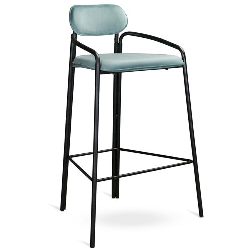 Стул барный ror, round, велюр, черный/светло-бирюзовый 1