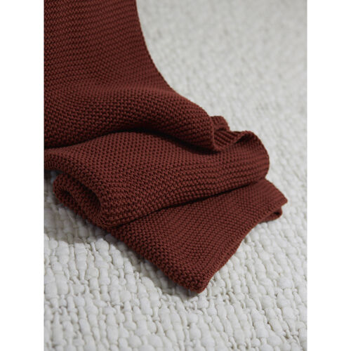 Плед из хлопка жемчужной вязки терракотового цвета из коллекции  7