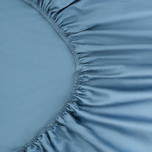 Простыня на резинке из премиального сатина джинсово-синего цвета 6