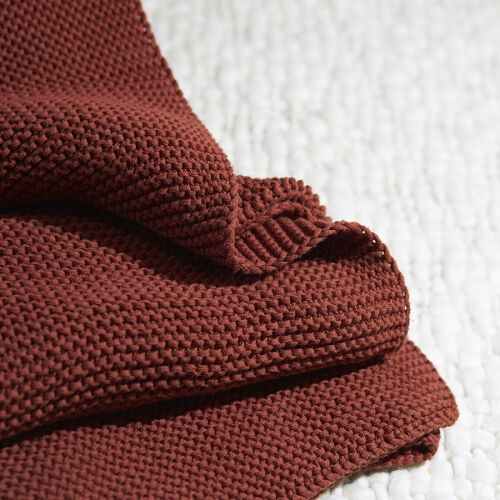 Плед из хлопка жемчужной вязки терракотового цвета из коллекции  1