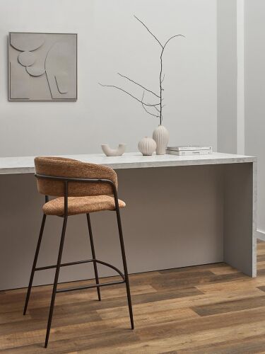 Стул барный helning, мягкий шенилл, светло-коричневый 1