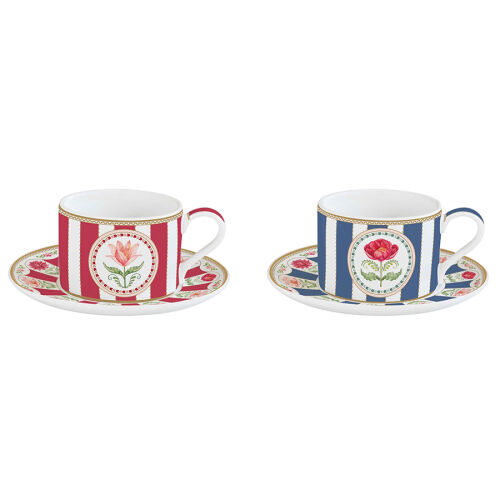 Набор чашек с блюдцем flowery, 240 мл, 2 шт.