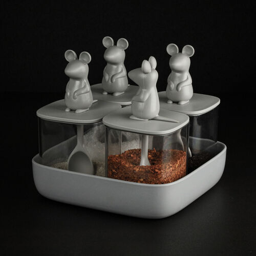 Набор банок для сыпучих продуктов lucky mouse seasoning, 4 шт. 2 Набор банок для сыпучих продуктов lucky mouse seasoning, 4 шт. 2
