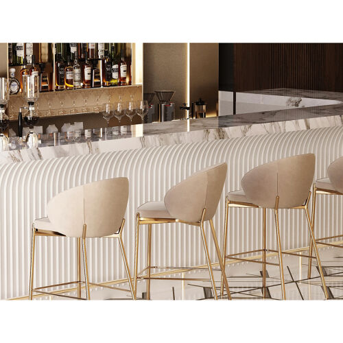 Стул полубарный coral, велюр, серо-бежевый 6