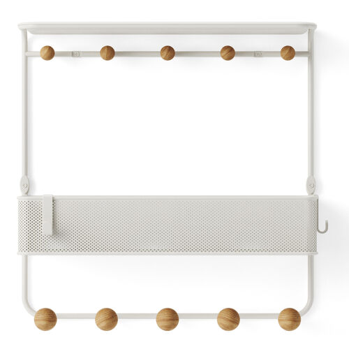 Полка настенная с крючками для аксессуаров estique, белая/натура 6