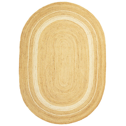 Ковер из джута овальный с вставками белого цвета из коллекции et 1