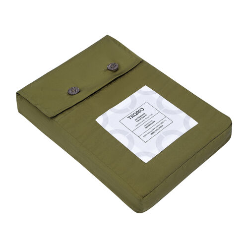 Простыня на резинке из премиального сатина оливкового цвета из к 7