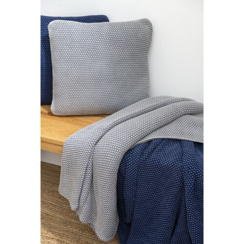 Плед из стираного хлопка темно-синего цвета из коллекции essenti 2