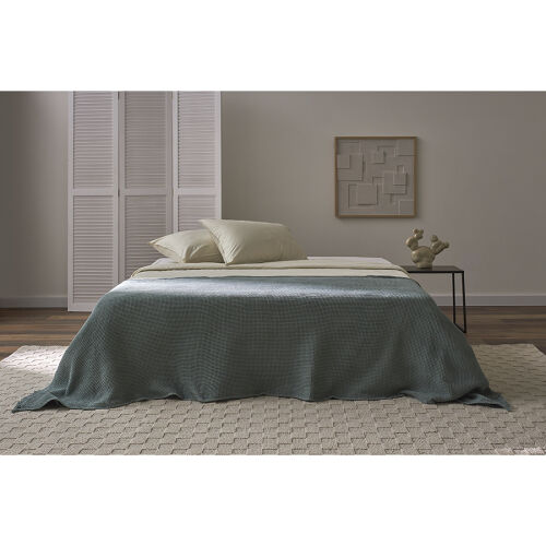 Покрывало вафельное из хлопка цвета шалфея из коллекции essentia 2