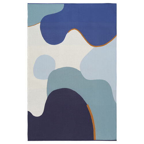 Плед из хлопка с авторским принтом синего цвета из коллекции fre 2