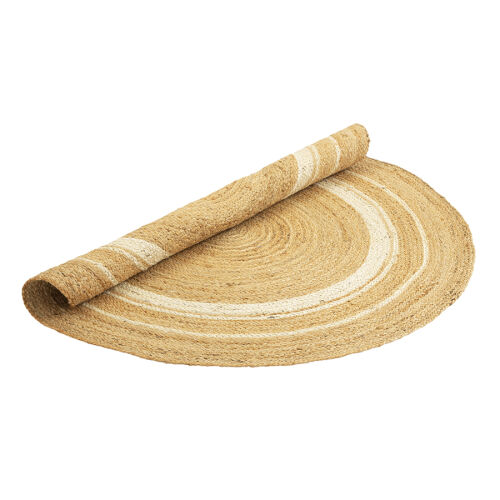 Ковер из джута круглый с вставками белого цвета из коллекции eth 4