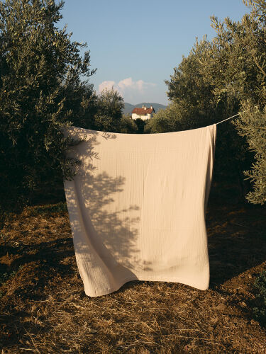 Покрывало двухстороннее из многослойного муслина цвета охры из к 2