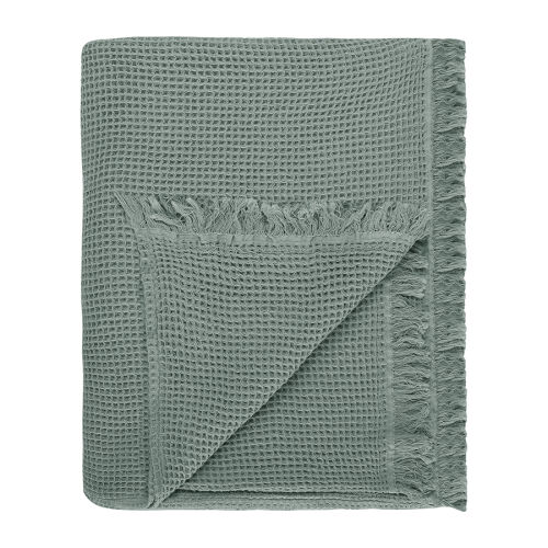 Покрывало вафельное из хлопка цвета шалфея из коллекции essentia 5