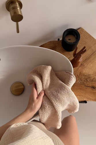 Полотенце для рук из умягченной вафли кремового цвета из коллекц 3