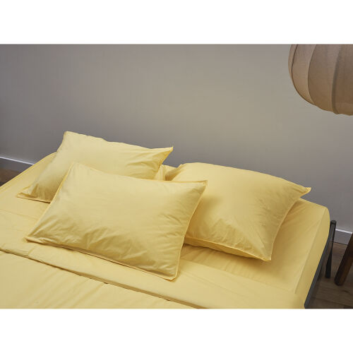 Комплект постельного белья из стираного перкаля светло-желтого ц 2
