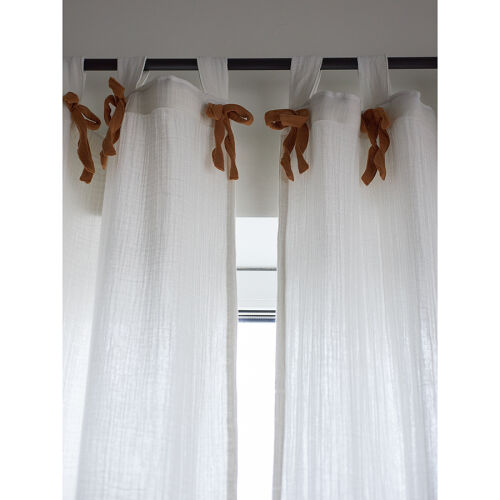 Штора из муслина с декором цвета карри из коллекции essential, 1 4