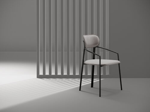 Стул ror, round, велюр, черный/серый 2