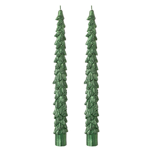 Набор из двух свечей зеленого цвета из коллекции new year essential, 25 см