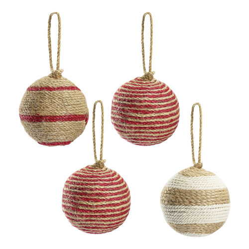 Набор елочных шаров funky stripes из джута и картона из коллекци 1 Набор елочных шаров funky stripes из джута и картона из коллекци 1