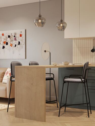 Стул полубарный ror, 2 frame, велюр, черный/серый 1