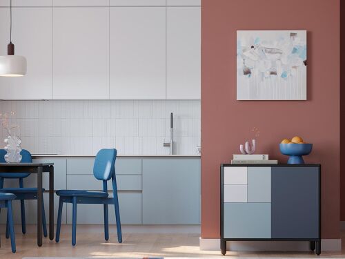 Стул с обивкой saga, рогожка, синий 3