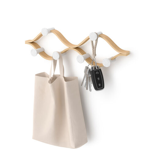 Вешалка настенная montage, 6 крючков, натуральное дерево/белая 5