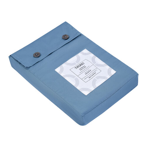 Простыня на резинке из премиального сатина джинсово-синего цвета 7