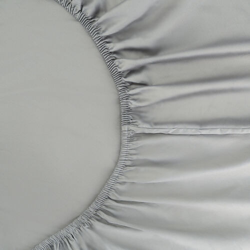 Простыня на резинке из премиального сатина светло-серого цвета и 6
