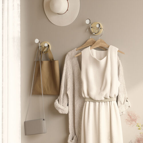 Вешалка настенная melody, 2 крючка, натуральное дерево/никель 3