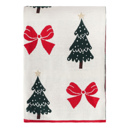 Плед из хлопка с новогодним рисунком christmas bows из коллекции 1 Плед из хлопка с новогодним рисунком christmas bows из коллекции 1