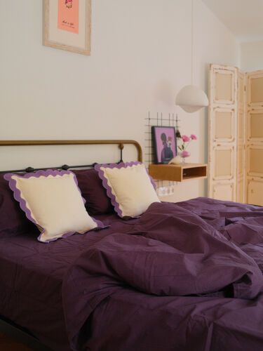 Комплект постельного белья из стираного перкаля сливового цвета  5