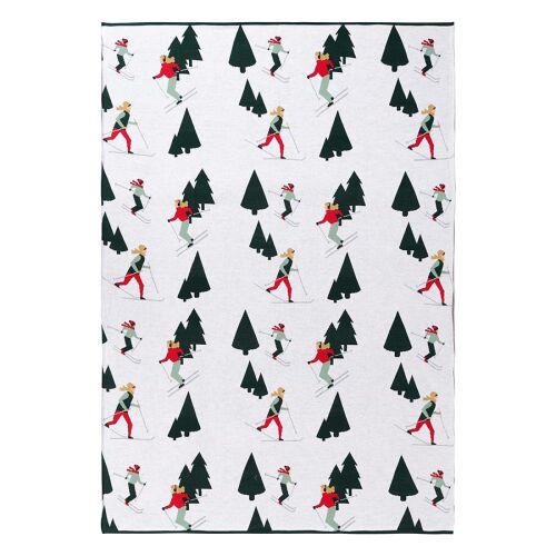 Плед из хлопка с новогодним рисунком let's ski из коллекции new  6