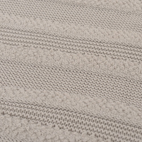 Плед из хлопка с буклированной вязкой светло-серого цвета из кол 7