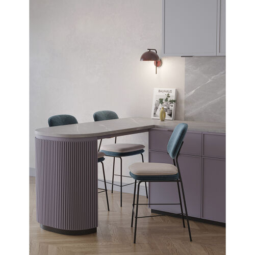 Стул полубарный pea, велюр, сине-зеленый/бежевый 4