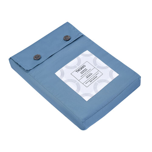 Простыня на резинке из премиального сатина джинсово-синего цвета 7