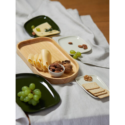 Набор из 5-ти сервировочных тарелок на деревянном подносе sorren 2