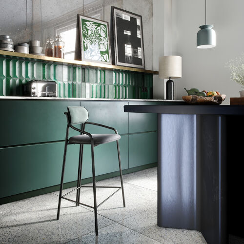 Стул полубарный ror, round, велюр, черный/темно-зеленый/черный 1