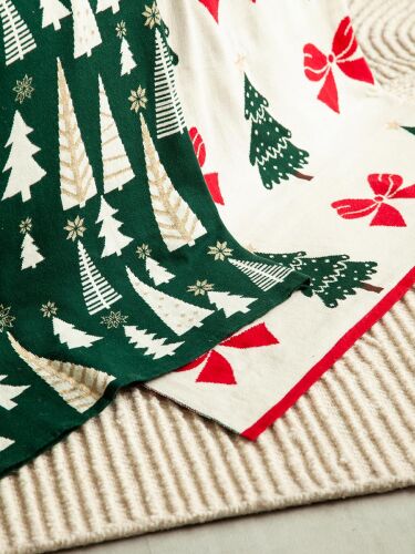 Плед из хлопка с новогодним рисунком christmas bows из коллекции 3
