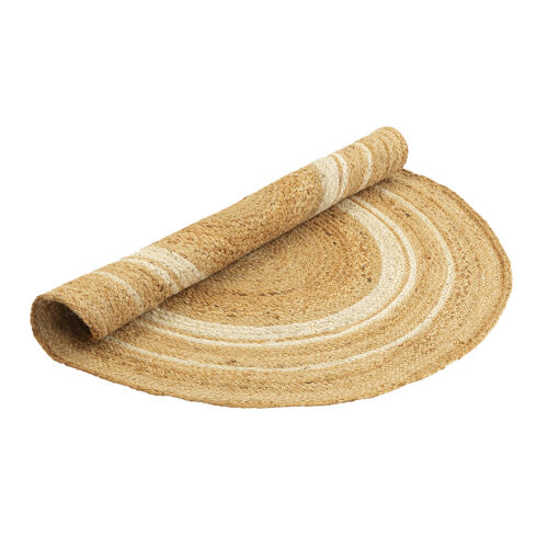 Ковер из джута круглый с вставками белого цвета из коллекции eth 4