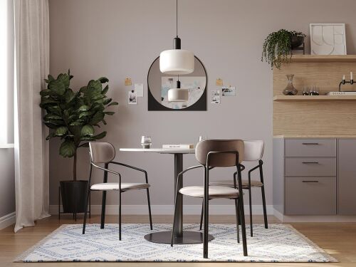 Стул ror, round, велюр, черный/серый 1