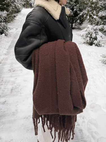 Плед мохеровый шоколадного цвета из коллекции essential, 130х180 2