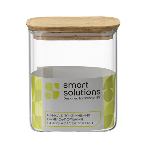 Банка для хранения прямоугольная glass acacia, 950 мл 7