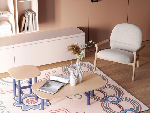 Столик ottal, 44,5х44,5х45 см, бук, бежевый/синий 2